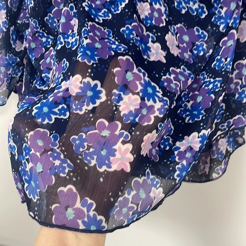 Justice layered Tank, M/L, Flowered navy, pink & purple